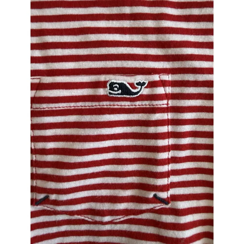 Vineyard Vines Edgartown Girls XL Red Striped T-Shirt Dress 4th July Drawstring